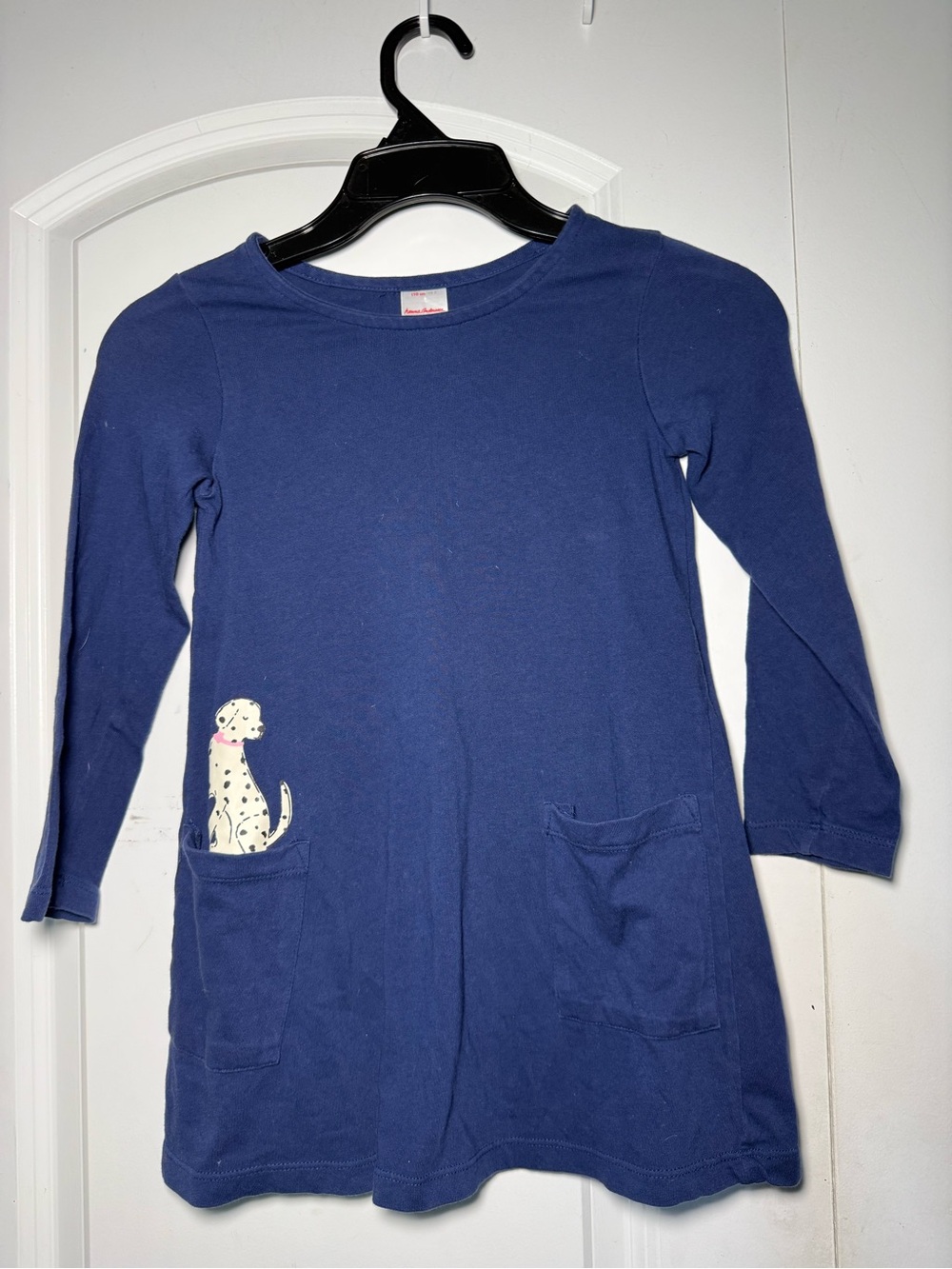 Hanna Andersson Navy Long-Sleeve Pocket Dress with Dalmatian Accent